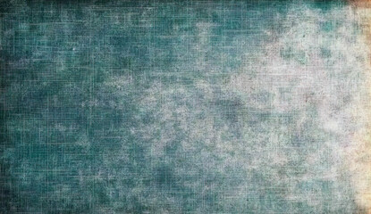Fototapeta premium Distressed grunge background with a faded teal tone and subtle grid lines, creating a textured, aged surface with a vintage