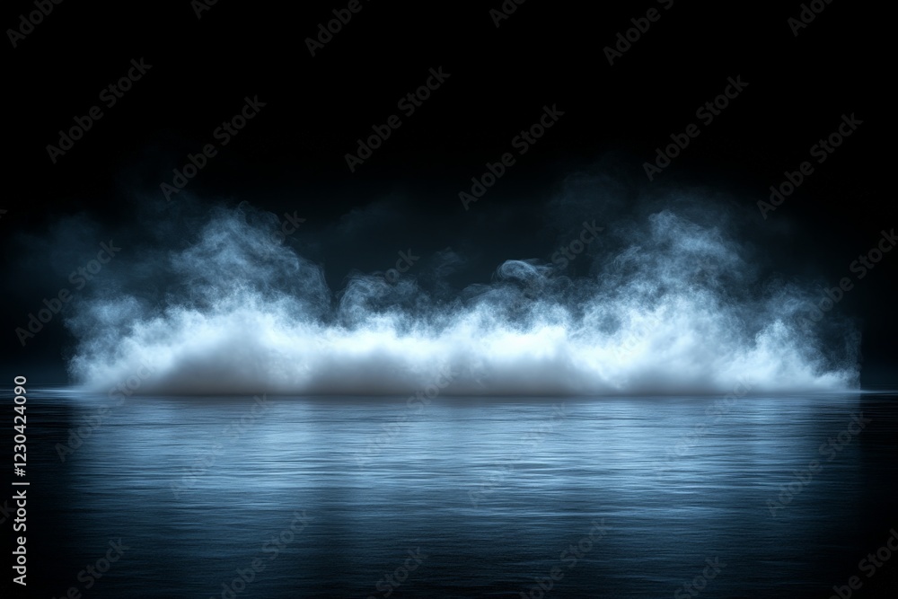 Aufkleber fog rolls over tranquil water creating an ethereal atmosphere at dusk near the shore