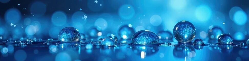 Shimmering blue and cyan colors suspended in a solution, translucent, suspended, reflective