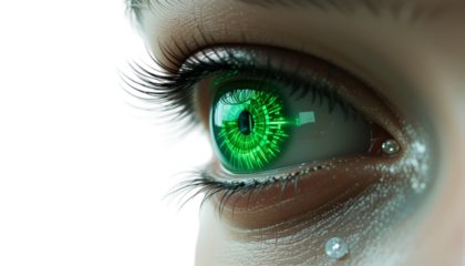 green futuristic technology human eye isolated 