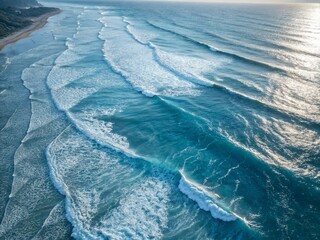 Serene Silver-Blue Water Waves: Abstract Aerial Texture for Modern Wallpaper Design