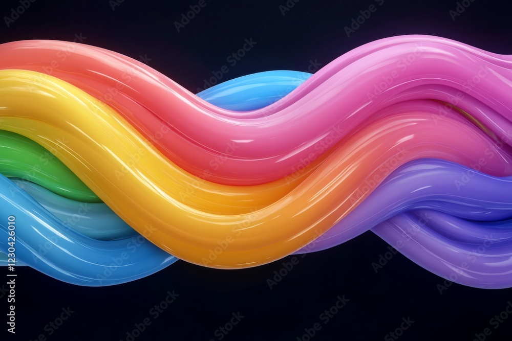 Poster colorful wavy patterns create an abstract, vibrant display with smooth, flowing lines in contrasting