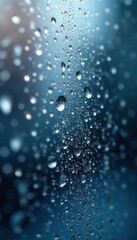 Fototapeta premium Water droplets forming crystals on a dirty pane, frosty light filtering, frosty atmosphere, , glassy surface