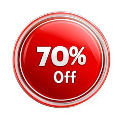 70% off sale sign, Discount 70% Off Sticker with Bold Text, Isolated on Transparent Background