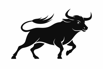 Angry Bull Silhouette Vector. Bull Silhouette Logo Bull Vector Bull Clipart Bull Icon. Running Bull Silhouette vector illustration

