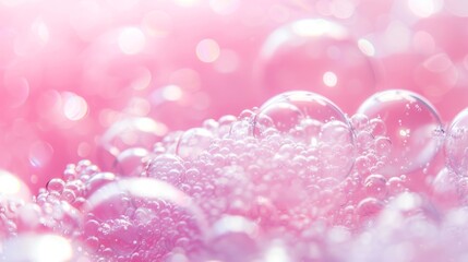 Pink Bubbles: A Close-Up Macro Photography of Delicate Soap Bubbles
