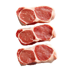 Fresh raw pork chops arranged neatly, showcasing their marbled texture and rich color. Perfect for grilling or roasting, these cuts are ideal for delicious meal