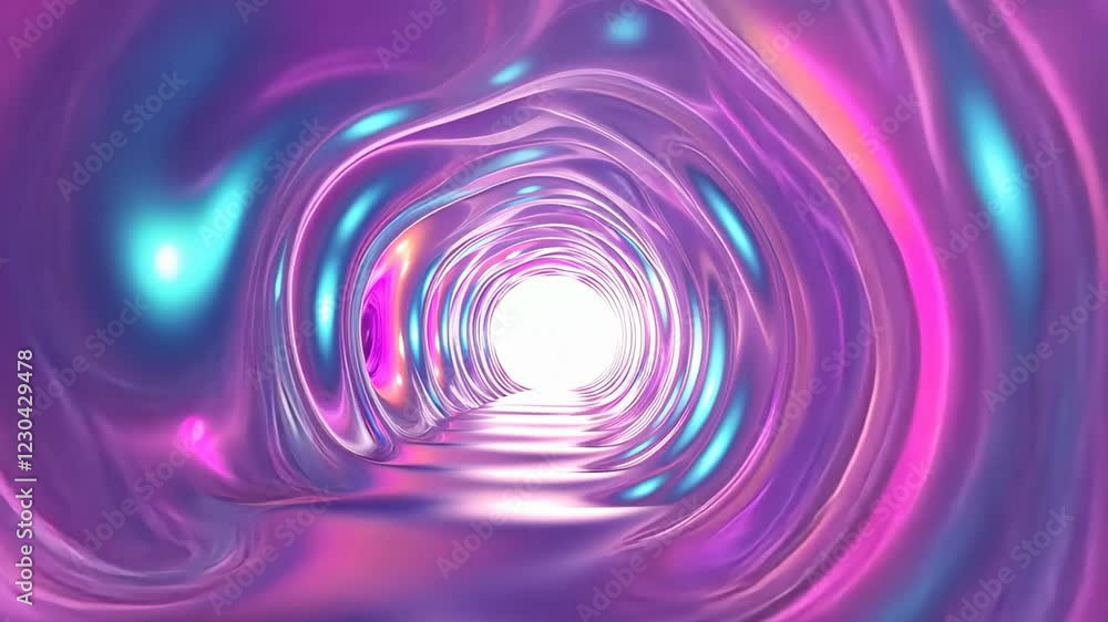 Poster pastel glow tunnel filled with luminous blobs creating an ethereal atmosphere, 3d pastel glow tunnel