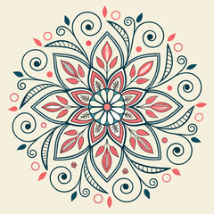 Fototapeta premium Vector Hand drawing Mandala design, Mandala pattern colored background.
