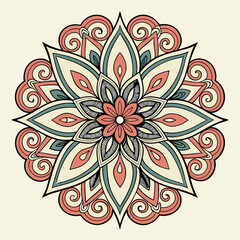 Vector Hand drawing Mandala design, Mandala pattern colored background.
