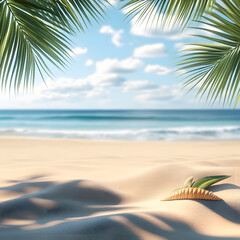 beach sand summer vibes with beach in the background leave empty space for product placement