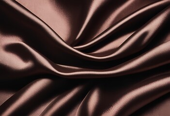 Fototapeta premium Black chocolate brown silk satin fabric with luxury shimmer and elegance.