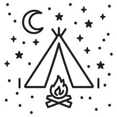 Teepee Camping Night Scene Starry Sky Moon Fire © Zulfa