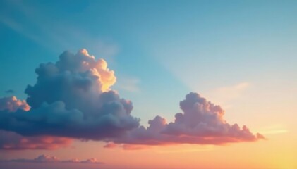 Obraz premium Light filtering through clean blue clouds at dusk, clean, evening