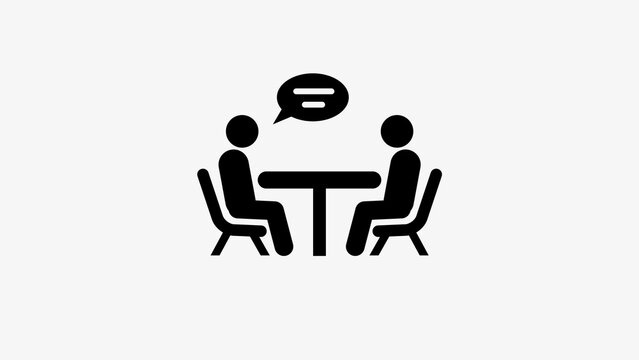 Two Business men talking silhouette icon illustration background. Two people sitting at the table with conversation.