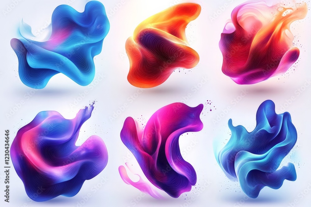 Poster Colorful abstract forms showcasing fluidity and motion in a vibrant digital art composition