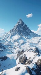 Obraz premium Snow-capped mountain under a clear blue sky in winter