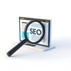 SEO Optimization with Magnifying Glass