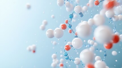 Colorful balloons floating in the air with a macro view of dna molecules in the background