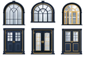 Obraz premium Collection of elegant window designs showcasing various architectural styles and colors