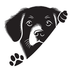 Adorable Puppy Silhouette Peeking Playfully Illustration