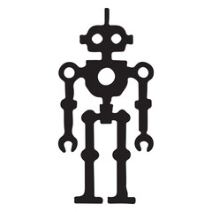 Classic Retro Robot Silhouette Vector Illustration