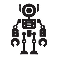 Simple Silhouette of a Retro Robot