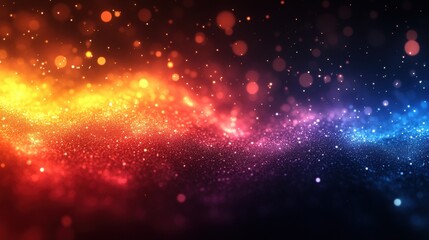 Naklejka premium Colorful sparkling particles on dark background: vibrant abstract light art
