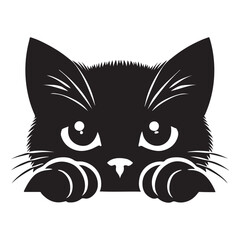 Obraz premium Playful Black Kitten Silhouette Illustration