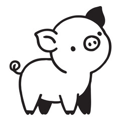Cute Pig Silhouette Cartoon Illustration