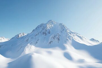 Obraz premium Majestic snow-covered mountain under clear blue sky