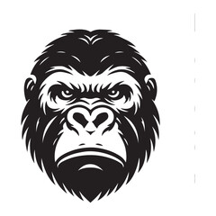 Angry Gorilla Head Silhouette Illustration