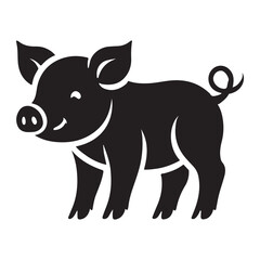 Happy Pig Silhouette Illustration