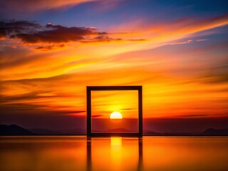 Silhouette Photography: Square Wallpaper, Abstract Shapes at Sunset, Minimalist Design, 1:1 Aspect Ratio