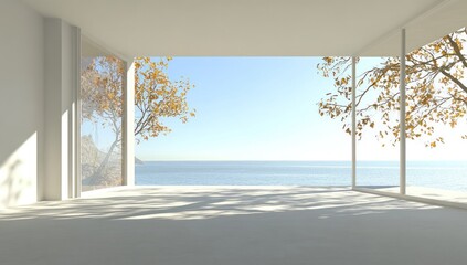 Serene Coastal Minimalist Home Design: Autumnal Ocean View