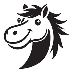 Happy Horse Head Silhouette Illustration Vector Art