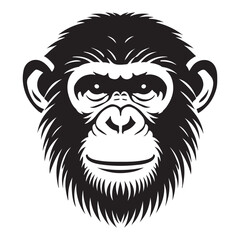 Expressive Chimpanzee Head Silhouette Vector Illustration