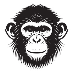 Black Silhouette Chimpanzee Head Illustration