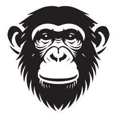 Chimpanzee Head Silhouette Vector Illustration