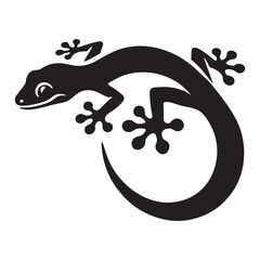 Curled Gecko Silhouette Vector Illustration Design