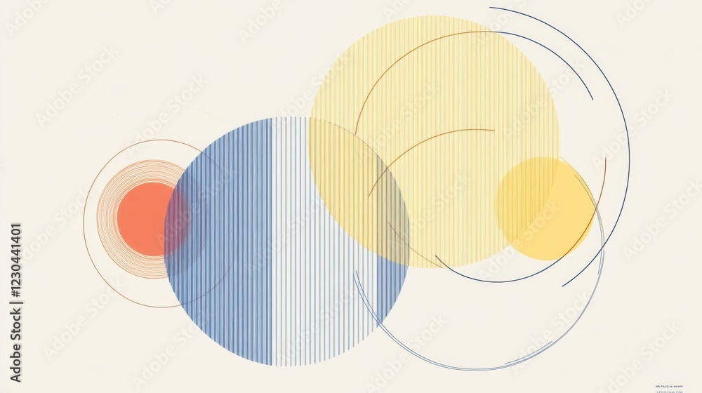 Poster abstract art with overlapping circles in pastel colors.