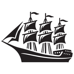 Classic Silhouette Sailing Ship Illustration