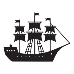 Classic Sailing Ship Silhouette Vector Illustration