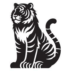 Elegant Silhouette of a Sitting Tiger