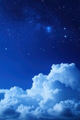 Beautiful Night Sky with Stars and Soft White Clouds at Dusk