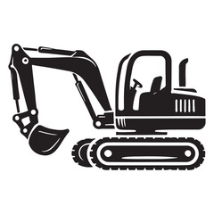 Powerful Excavator Silhouette Vector Illustration