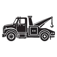 Naklejka premium Vintage Tow Truck Silhouette Side View