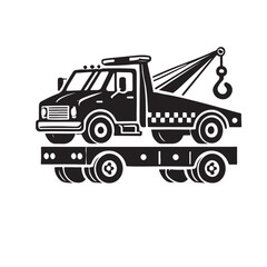 Detailed Silhouette of a Flatbed Tow Truck