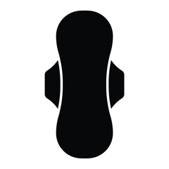 Menstrual pad vector icon. Feminine hygiene product illustration. Black silhouette isolated on white background.