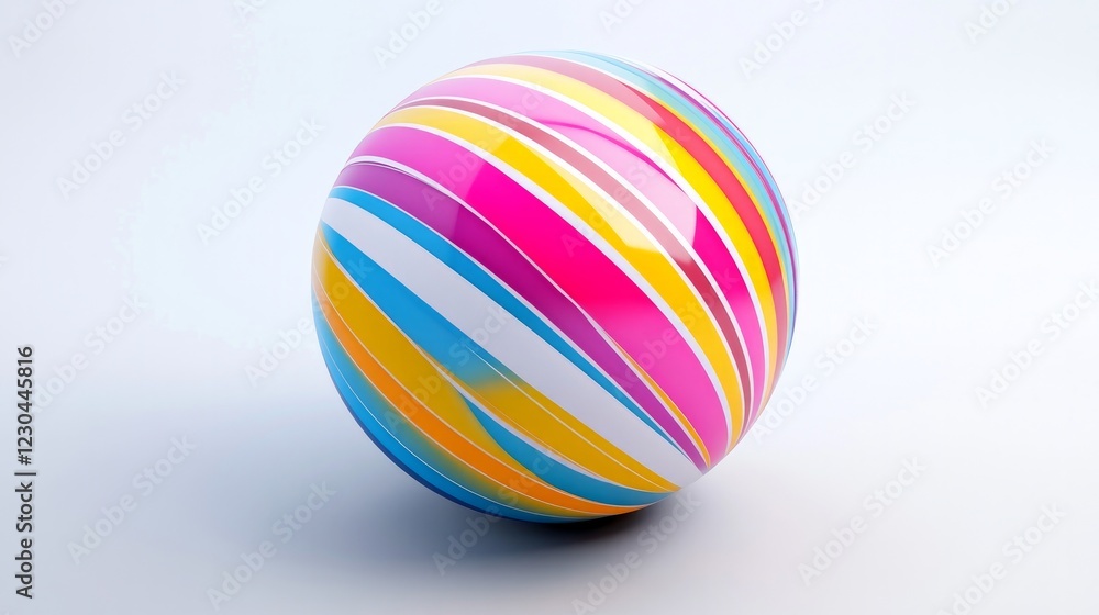 Aufkleber a colorful 3d-rendered striped sphere, offering a dynamic visual element for modern designs